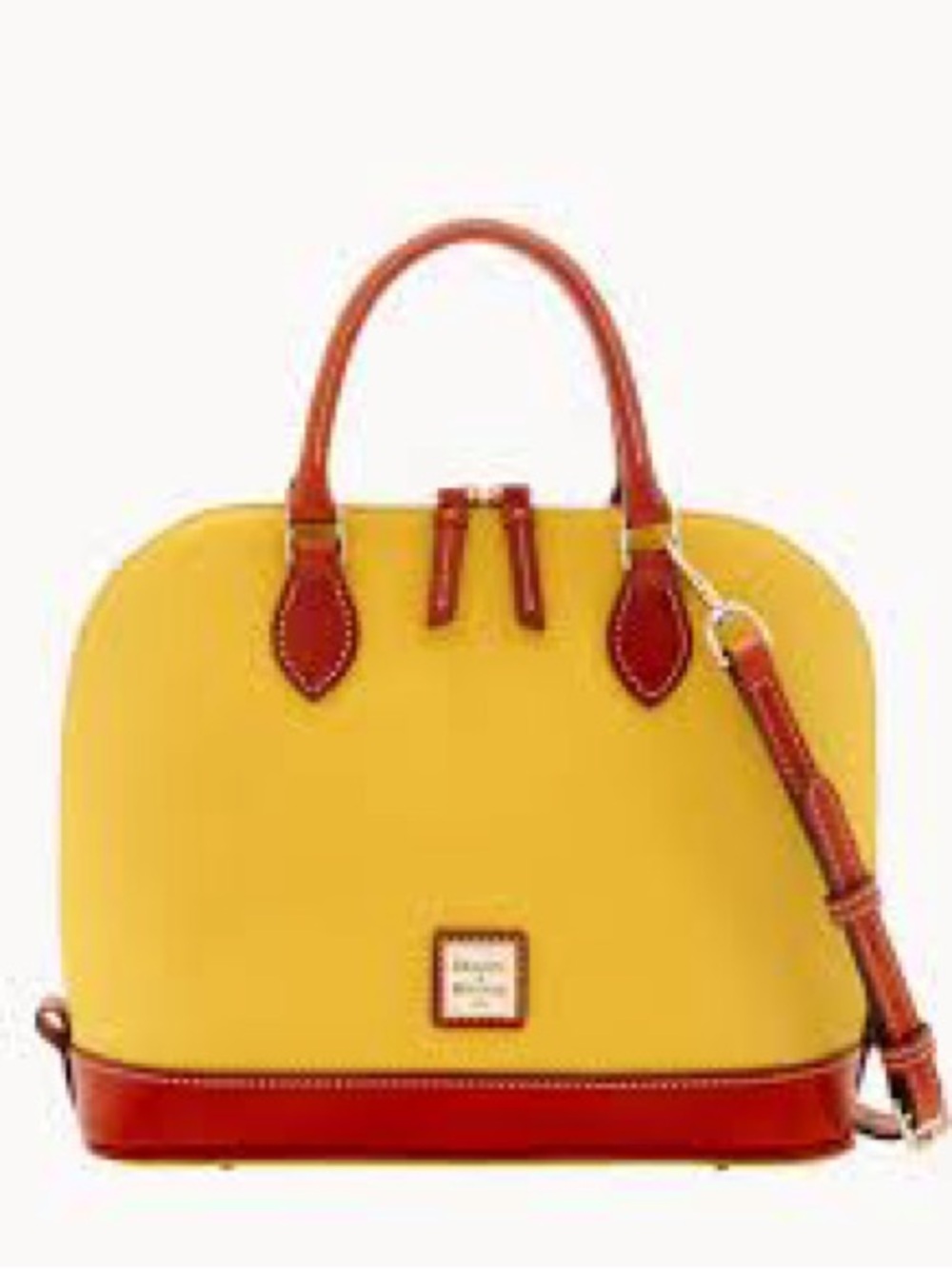 Dooney & Bourke Yellow Satchel with Brown Trim and Strap